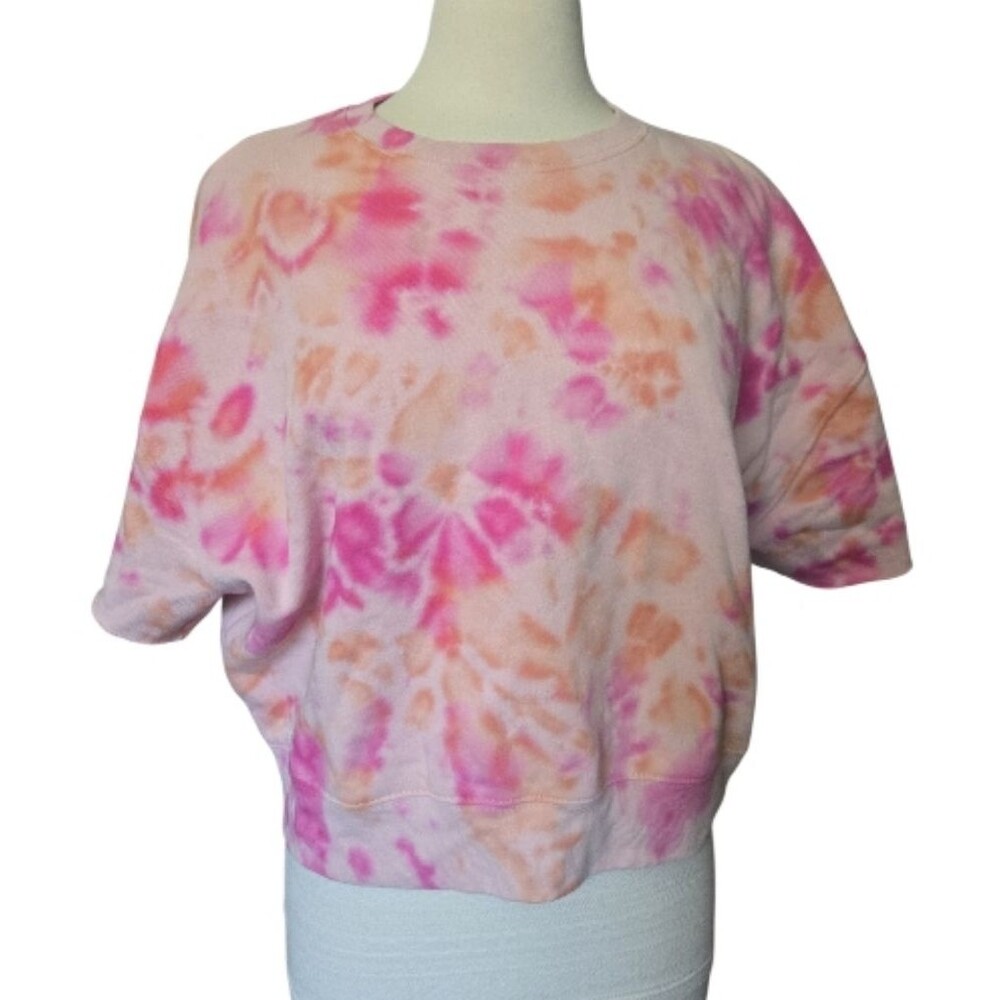 Victoria's Secret PINK Short-Sleeve Cropped Tie-Dye Sweatshirt - M